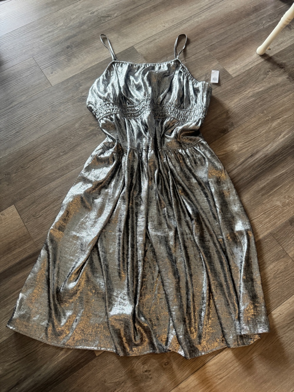 NWT Old Navy Metallic Liquid Metal Smocked Tiered Maxi Dress 2XL